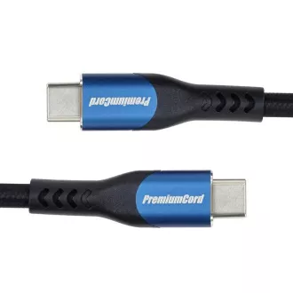 PremiumCord USB-C kabel (USB 3.2 GEN 2x2, 5A, 100W, 20Gbit/s) 1, 5m, bavlněný oplet PremiumCord USB-C kabel (USB 3.2 GEN 2x2, 5A, 100W, 20Gbit/s) 1, 5m, bavlněný oplet