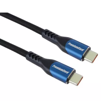 PremiumCord USB-C kabel (USB 3.2 GEN 2x2, 5A, 100W, 20Gbit/s) 1, 5m, bavlněný oplet PremiumCord USB-C kabel (USB 3.2 GEN 2x2, 5A, 100W, 20Gbit/s) 1, 5m, bavlněný oplet