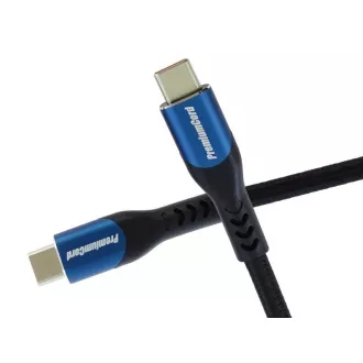 PremiumCord USB-C kabel (USB 3.2 GEN 2x2, 5A, 100W, 20Gbit/s) 2m, bavlněný oplet