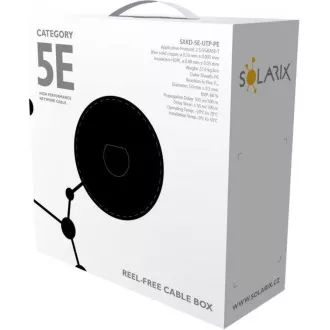 Instalační kabel Solarix venkovní UTP, Cat5E, drát, PE, box 100m SXKD-5E-UTP-PE Instalační kabel Solarix venkovní UTP, Cat5E, drát, PE, box 100m SXKD-5E-UTP-PE
