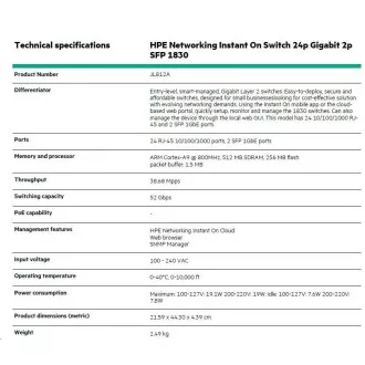 HPE Networking Instant On Switch 24p Gigabit 2p SFP 1830 (JL812A)