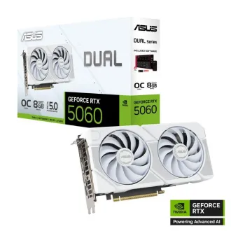 ASUS VGA NVIDIA GeForce RTX 5060 DUAL OC 8G WHITE, 8GB GDDR7, 3xDP, 1xHDMI ASUS VGA NVIDIA GeForce RTX 5060 DUAL OC 8G WHITE, 8GB GDDR7, 3xDP, 1xHDMI