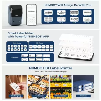 Niimbot Tiskárna štítků B1 Smart, lake blue + role štítků 210ks Niimbot Tiskárna štítků B1 Smart, lake blue + role štítků 210ks