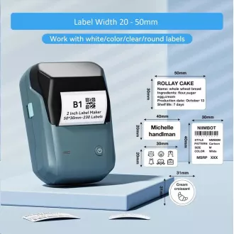 Niimbot Tiskárna štítků B1 Smart, lake blue + role štítků 210ks Niimbot Tiskárna štítků B1 Smart, lake blue + role štítků 210ks