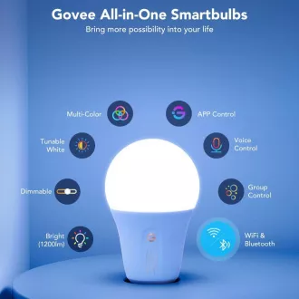 Govee Smart žárovka RGBWW 12W-85W 1200lm E27 Long Life, Matter Govee Smart žárovka RGBWW 12W-85W 1200lm E27 Long Life, Matter