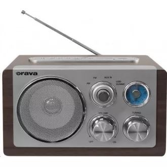 Orava RR-29 A rádio, 1 x 3, 5W, AM / FM rádio, USB, AUX vstup, SD karta, hnědá / stříbrná Orava RR-29 A rádio, 1 x 3, 5W, AM / FM rádio, USB, AUX vstup, SD karta, hnědá / stříbrná