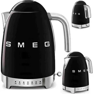 Smeg KLF04BLEU rychlovarná konvice, 1, 7 l (7 šálků), 2400 W, styl 50. let, řízení teploty, 7 programů, černá