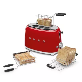 Smeg TSF01RDEU toustovač / topinkovač, 2 toasty, 6 úrovní opékání, zásuvka na drobky, styl 50. let, červená Smeg TSF01RDEU toustovač / topinkovač, 2 toasty, 6 úrovní opékání, zásuvka na drobky, styl 50. let, červená