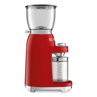 Smeg CGF11RDEU mlýnek na kávu, 150 W, nastavitelná hrubost, nerezový mlýnek, nádoba z tritanu, červený Smeg CGF11RDEU mlýnek na kávu, 150 W, nastavitelná hrubost, nerezový mlýnek, nádoba z tritanu, červený