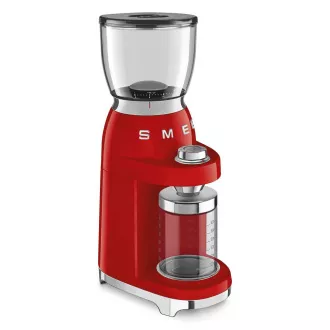 Smeg CGF11RDEU mlýnek na kávu, 150 W, nastavitelná hrubost, nerezový mlýnek, nádoba z tritanu, červený Smeg CGF11RDEU mlýnek na kávu, 150 W, nastavitelná hrubost, nerezový mlýnek, nádoba z tritanu, červený