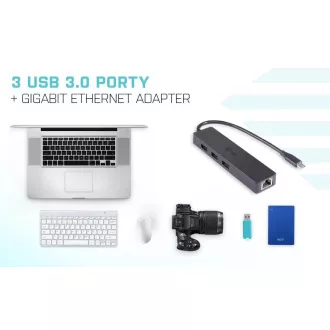 i-tec USB-C 3.1 Slim 3-portový HUB + RJ-45 i-tec USB-C 3.1 Slim 3-portový HUB + RJ-45