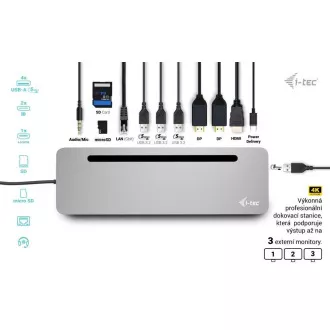 i-tec USB-C Metal Ergonomic 4K 3x Display Docking Station, PD 100W + i-tec Universal Charger 100W (bundle) i-tec USB-C Metal Ergonomic 4K 3x Display Docking Station, PD 100W + i-tec Universal Charger 100W (bundle)
