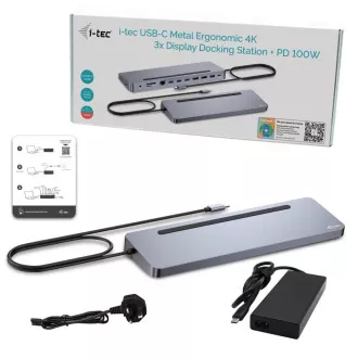 i-tec USB-C Metal Ergonomic 4K 3x Display Docking Station, PD 100W + i-tec Universal Charger 100W (bundle) i-tec USB-C Metal Ergonomic 4K 3x Display Docking Station, PD 100W + i-tec Universal Charger 100W (bundle)