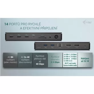 i-tec Thunderbolt4 2x Display Docking Station Gen3, 7x USB, 2.5 GLAN, PowerDelivery 92 W i-tec Thunderbolt4 2x Display Docking Station Gen3, 7x USB, 2.5 GLAN, PowerDelivery 92 W
