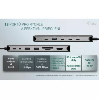 i-tec USB-C Metal Nano 3x Display Dock, 2x HDMI 1x USB-C video, PD 140W + Universal Charger 140 W i-tec USB-C Metal Nano 3x Display Dock, 2x HDMI 1x USB-C video, PD 140W + Universal Charger 140 W