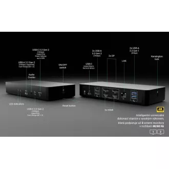 i-tec Universal Intelligent Dual Display Docking Station, Power Delivery 100W i-tec Universal Intelligent Dual Display Docking Station, Power Delivery 100W