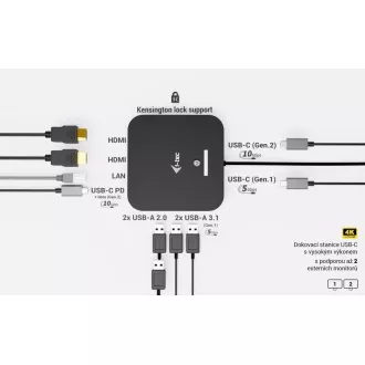 i-tec USB-C Dual HDMI Docking Station, Power Delivery 100W i-tec USB-C Dual HDMI Docking Station, Power Delivery 100W