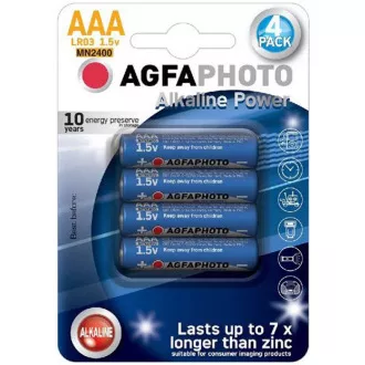 AgfaPhoto Power alkalická baterie LR03/AAA, blistr 4ks
