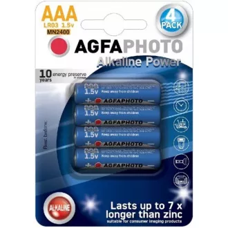 AgfaPhoto Power alkalická baterie LR03/AAA, blistr 4ks