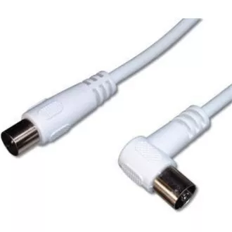 PREMIUMCORD TV kabel anténní propojovací 5m, konektor 90° (koaxiální, M/F, 75 Ohm)