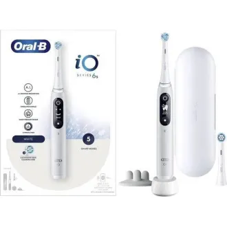 Oral-B iO Series 6s elektrický zubní kartáček, časovač, tlakový senzor, 5 programů, aplikace Oral-B, bílá Oral-B iO Series 6s elektrický zubní kartáček, časovač, tlakový senzor, 5 programů, aplikace Oral-B, bílá