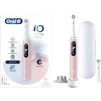 Oral-B iO Series 6s elektrický zubní kartáček, časovač, tlakový senzor, 5 programů, aplikace Oral-B, růžová Oral-B iO Series 6s elektrický zubní kartáček, časovač, tlakový senzor, 5 programů, aplikace Oral-B, růžová