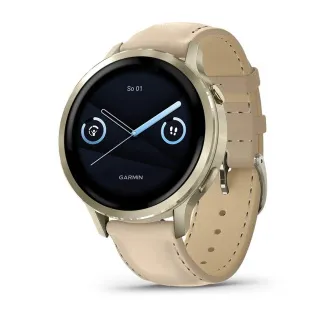 Garmin Venu 4 (41 mm) Zlaté / Bílý silikonový řemínek a Light Sand kožený řemínek, EU Garmin Venu 4 (41 mm) Zlaté / Bílý silikonový řemínek a Light Sand kožený řemínek, EU