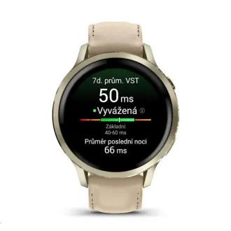 Garmin Venu 4 (41 mm) Zlaté / Bílý silikonový řemínek a Light Sand kožený řemínek, EU Garmin Venu 4 (41 mm) Zlaté / Bílý silikonový řemínek a Light Sand kožený řemínek, EU