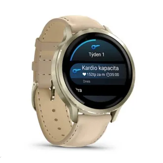 Garmin Venu 4 (41 mm) Zlaté / Bílý silikonový řemínek a Light Sand kožený řemínek, EU Garmin Venu 4 (41 mm) Zlaté / Bílý silikonový řemínek a Light Sand kožený řemínek, EU