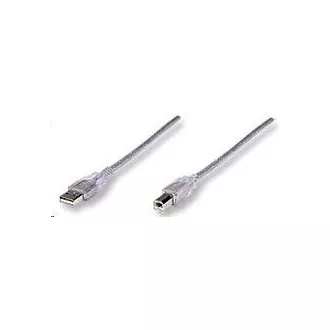 MANHATTAN Kabel USB 2.0 A-B propojovací 3m (stříbrný)