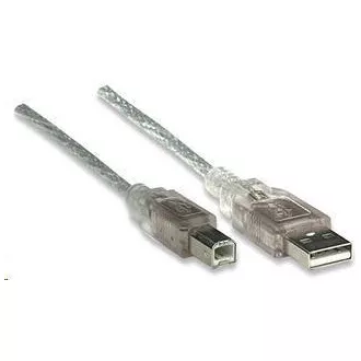 MANHATTAN Kabel USB 2.0 A-B propojovací 3m (stříbrný)