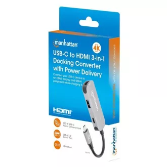 MANHATTAN Dokovací stanice USB-C 3v1, 1xHDMI, 1xUSB-C, 1xUSB, šedá MANHATTAN Dokovací stanice USB-C 3v1, 1xHDMI, 1xUSB-C, 1xUSB, šedá