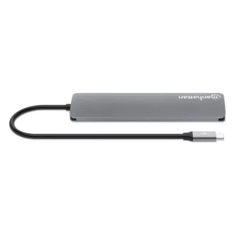 MANHATTAN Dokovací stanice USB-C 7v1, 1xHDMI, 2xUSB-C, 2xUSB, čtečka SD karet, šedá
