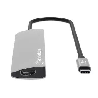 MANHATTAN Dokovací stanice USB-C 7v1, 1xHDMI, 2xUSB-C, 2xUSB, čtečka SD karet, šedá