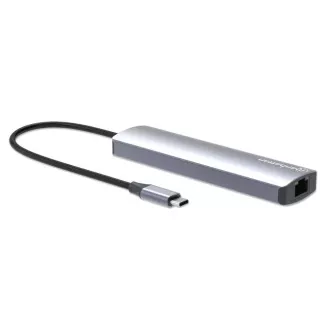 MANHATTAN Dokovací stanice USB-C 6v1, 1xHDMI, 1xUSB-C, 3xUSB, 1xRJ45, šedá MANHATTAN Dokovací stanice USB-C 6v1, 1xHDMI, 1xUSB-C, 3xUSB, 1xRJ45, šedá