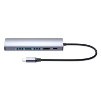 MANHATTAN Dokovací stanice USB-C 6v1, 1xHDMI, 1xUSB-C, 3xUSB, 1xRJ45, šedá MANHATTAN Dokovací stanice USB-C 6v1, 1xHDMI, 1xUSB-C, 3xUSB, 1xRJ45, šedá