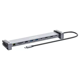 MANHATTAN Dokovací stanice USB-C 10v1, 2xHDMI, 2xUSB-C, 3xUSB, 1xRJ45, čtečka SD karet, šedá MANHATTAN Dokovací stanice USB-C 10v1, 2xHDMI, 2xUSB-C, 3xUSB, 1xRJ45, čtečka SD karet, šedá