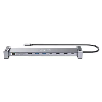 MANHATTAN Dokovací stanice USB-C 10v1, 2xHDMI, 2xUSB-C, 3xUSB, 1xRJ45, čtečka SD karet, šedá MANHATTAN Dokovací stanice USB-C 10v1, 2xHDMI, 2xUSB-C, 3xUSB, 1xRJ45, čtečka SD karet, šedá