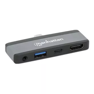 MANHATTAN Dokovací stanice USB-C 4v1, 1xHDMI, 1xUSB-C, 1xUSB, 1x3.5mm, šedá