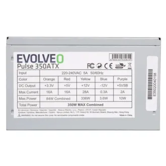 EVOLVEO Pulse 350ATX, zdroj 350W, ATX, tichý, bulk, záruka 3 roky, černý EVOLVEO Pulse 350ATX, zdroj 350W, ATX, tichý, bulk, záruka 3 roky, černý