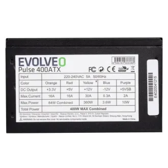 EVOLVEO Pulse 400ATX, zdroj 400W, ATX, tichý, bulk, záruka 3 roky, černý EVOLVEO Pulse 400ATX, zdroj 400W, ATX, tichý, bulk, záruka 3 roky, černý