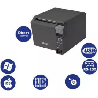 EPSON TM-T70II pokladní tiskárna, USB + serial, černá, řezačka, se zdrojem EPSON TM-T70II pokladní tiskárna, USB + serial, černá, řezačka, se zdrojem