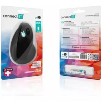 CONNECT IT FOR HEALTH ergonomická vertikální myš, (+ 1x AA baterie zdarma), bezdrátová, ČERNÁ CONNECT IT FOR HEALTH ergonomická vertikální myš, (+ 1x AA baterie zdarma), bezdrátová, ČERNÁ