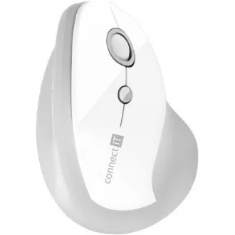 CONNECT IT FOR HEALTH ergonomická vertikální myš, (+ 1x AA baterie zdarma), bezdrátová, BÍLÁ