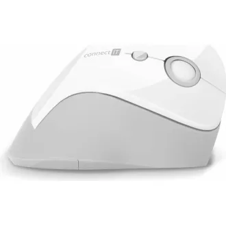 CONNECT IT FOR HEALTH ergonomická vertikální myš, (+ 1x AA baterie zdarma), bezdrátová, BÍLÁ
