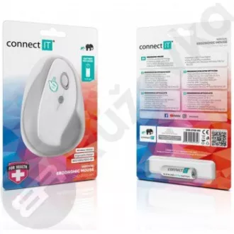 CONNECT IT FOR HEALTH ergonomická vertikální myš, (+ 1x AA baterie zdarma), bezdrátová, BÍLÁ