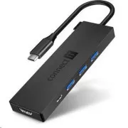 CONNECT IT USB-C hub, 5v1 (USB-C, 3xUSB-A, HDMI), externí, Antracitová