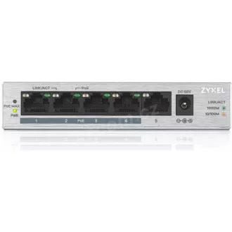 Zyxel GS1005HP 5-port Desktop Gigabit PoE Switch, 4x PoE+ GbE, PoE 60W