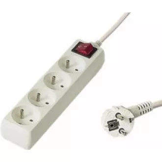 PREMIUMCORD Prodlužovací přívod 230V 3m, 4 zásuvky + vypínač, bílá PREMIUMCORD Prodlužovací přívod 230V 3m, 4 zásuvky + vypínač, bílá