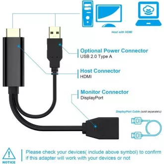 PREMIUMCORD adaptér HDMI to DisplayPort s napájením PREMIUMCORD adaptér HDMI to DisplayPort s napájením